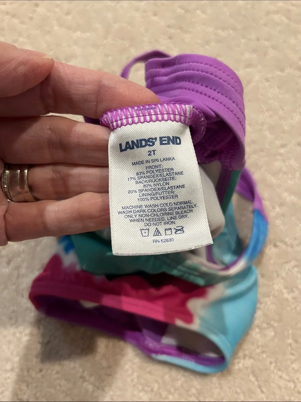 Lands End Tie Dye One Piece Bathing Suit Size 2T